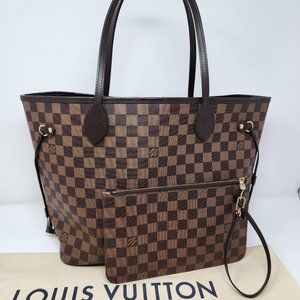 SOLD! Louis Vuitton Neverfull MM Damier Ebene Cherry Lining w/ Pouch Included